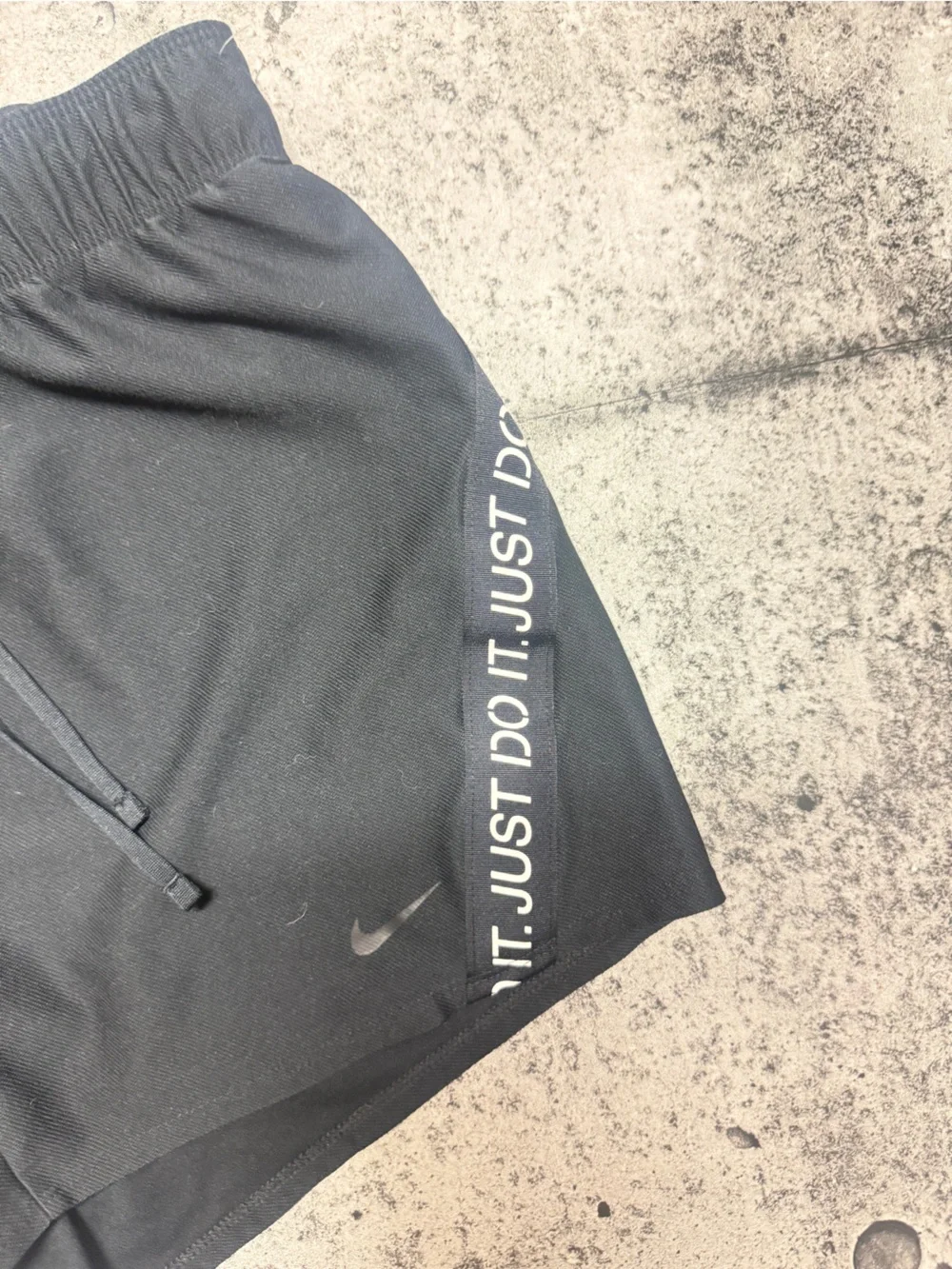 Nike Women's Black Athletic Shorts with White Side 'Just Do It' Trim